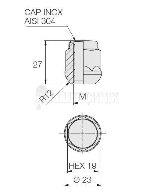 matice HEX19-1,5 R12 vyska27